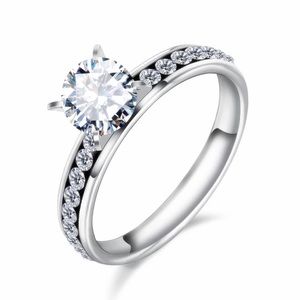 Stainless Steel Zircon & Crystal Fashion Ring NWT Vintage Deadstock